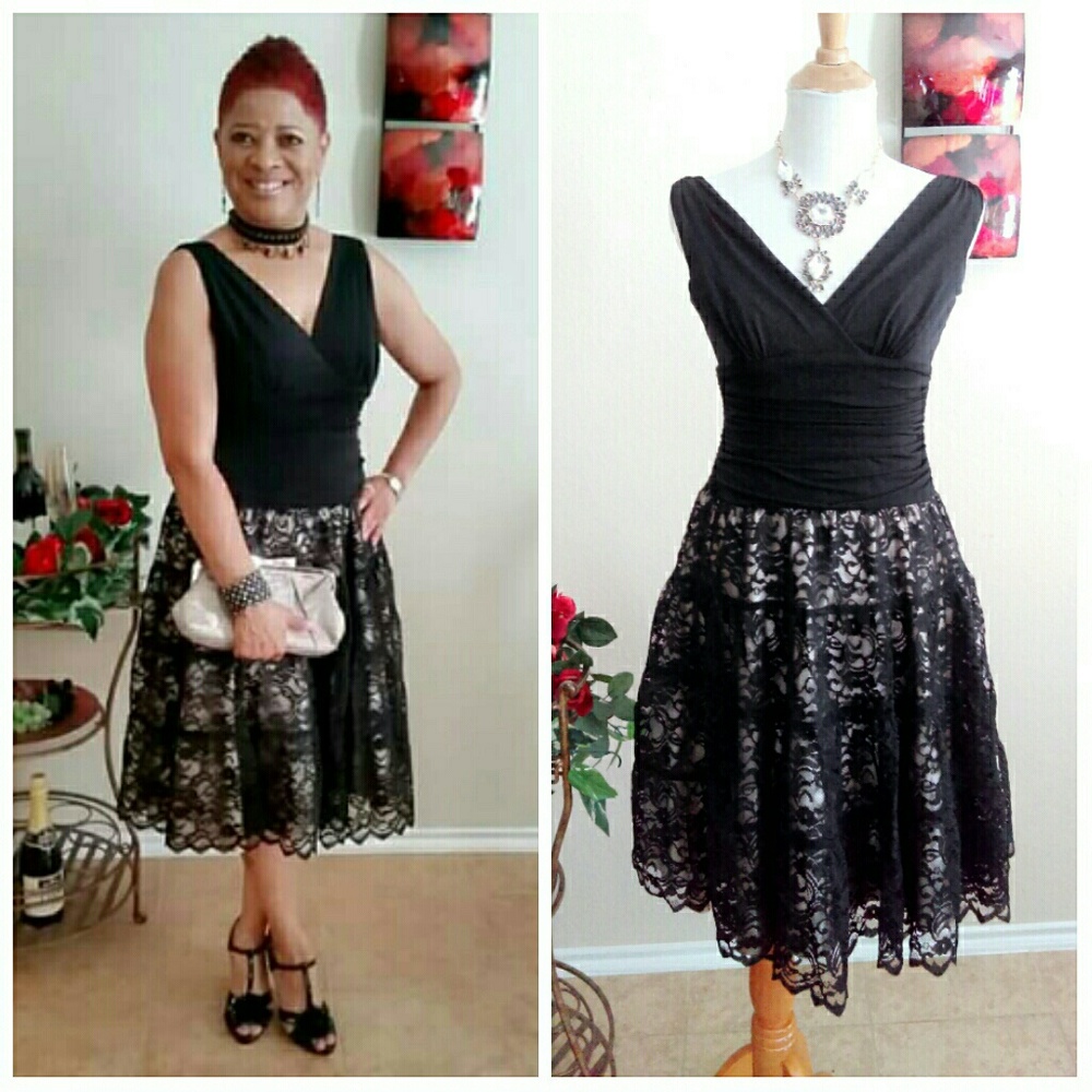 Black & Nude Lace Dress